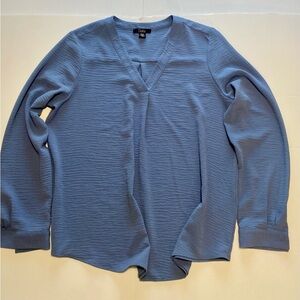 Dalia Textured Blue V-Neck Top